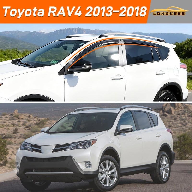 LONGKEES Window Visors Rain Guards FIT 2013–2018 Toyota RAV4 – in-Channel Vent Deflectors 4PC Set All-Weather - Image 2